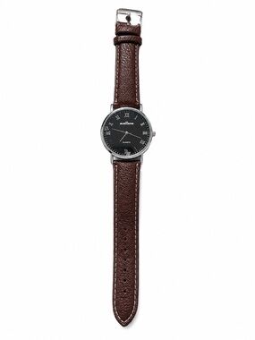 Malloom Quartz Analog Watch – Brown Leather Strap